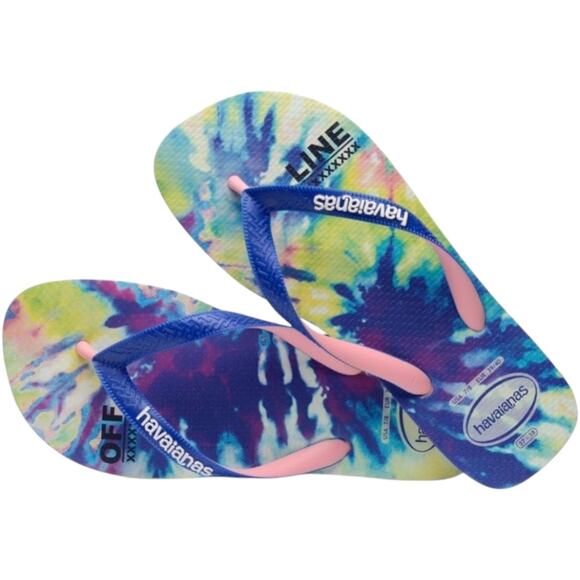 Havaianas Blue Multicolor Wode Strap Flip Flops Womens 39/40 or 9- 10 New - Picture 2 of 8